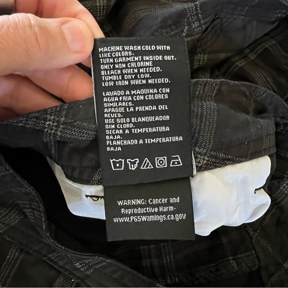XRAY Jeans Mens Long Cargo Shorts With Draw Cord Black Plaid size 46 - Picture 8 of 10
